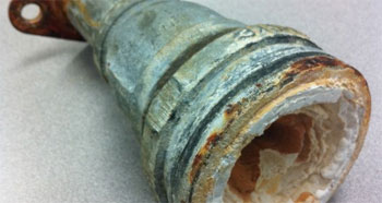 photo of typical corroded pipe used for channeling treated water to Livermore photo of typical corroded pipe used for channeling treated water to Livermore